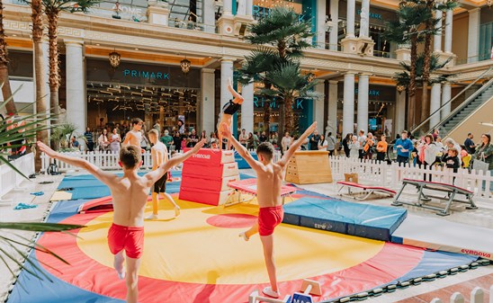 Gymnasts in Barton Square